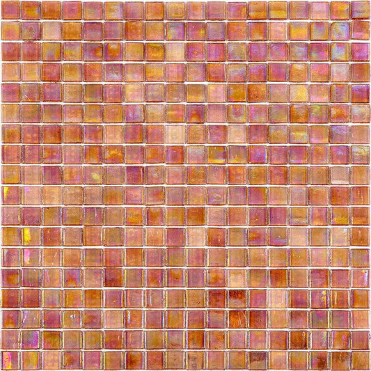 Pearly Peach Glossy Squares Glass Pool Tile