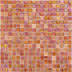 Pearly Peach Glossy Squares Glass Pool Tile