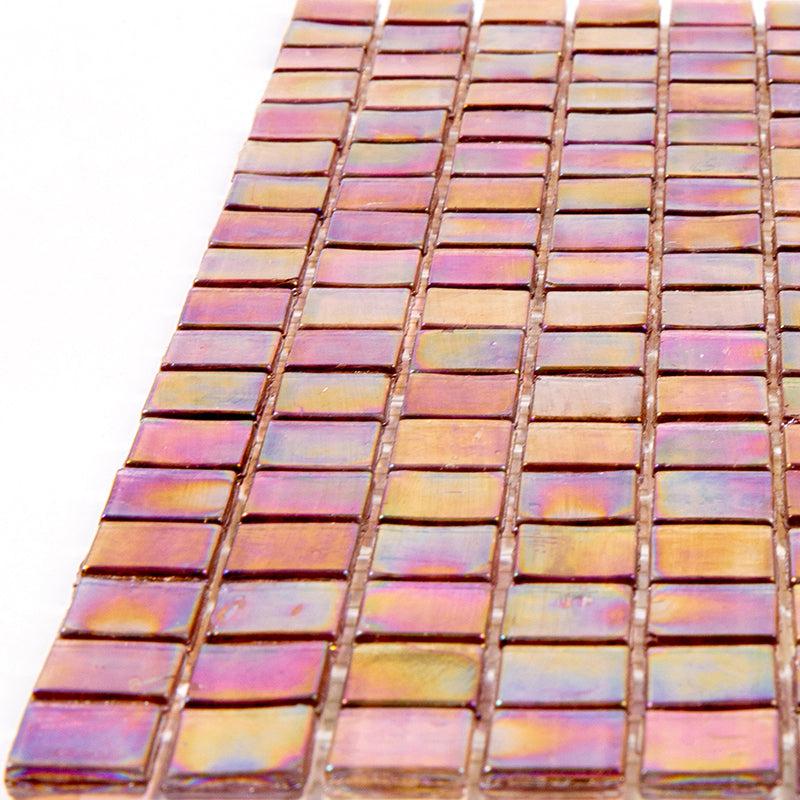 Pearly Peach Squares Glass Pool Tile
