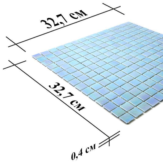 Pearly Powder Blue Squares Glass Pool Tile | Tile Club