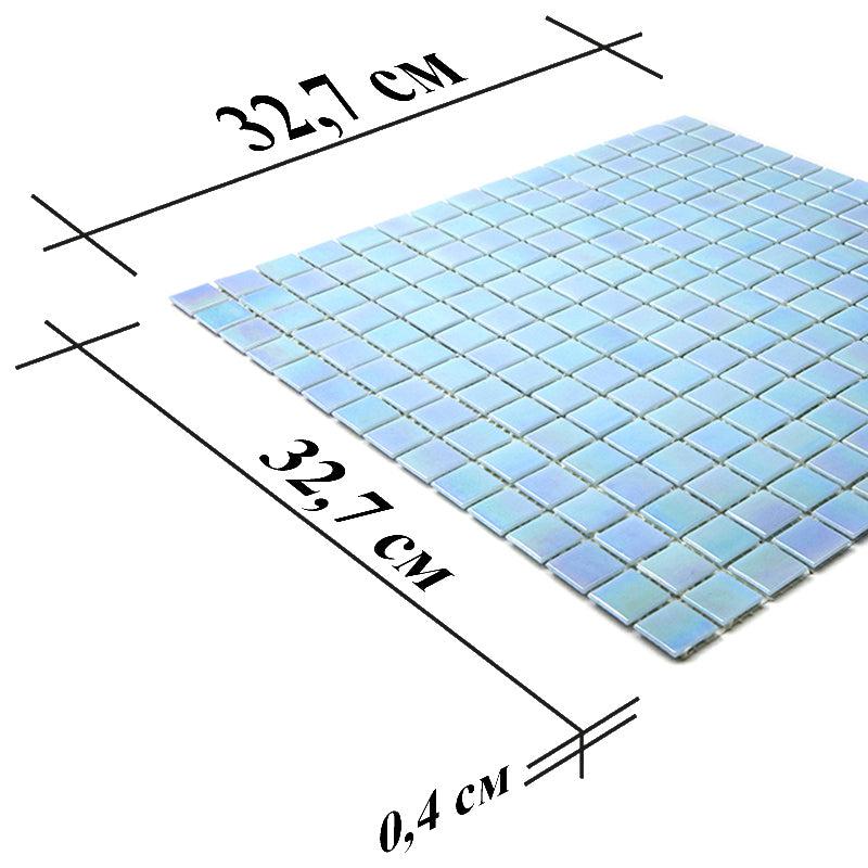 Pearly Powder Blue Squares Glass Pool Tile