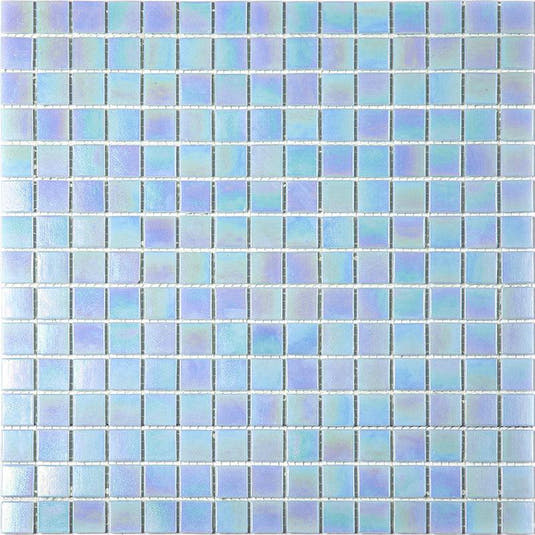 Pearly Powder Blue Glossy Squares Glass Pool Tile