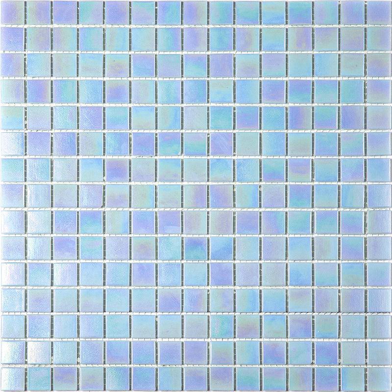 Pearly Powder Blue Glossy Squares Glass Pool Tile