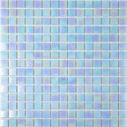 Pearly Powder Blue Glossy Squares Glass Pool Tile