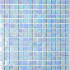 Pearly Powder Blue Glossy Squares Glass Pool Tile