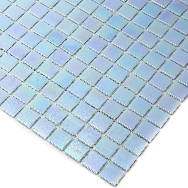 Pearly Powder Blue Squares Glass Pool Tile