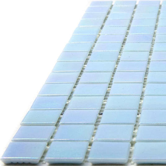 Pearly Powder Blue Squares Glass Pool Tile | Tile Club