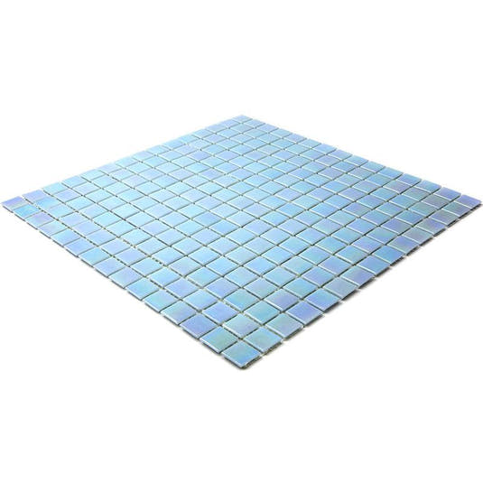 Pearly Powder Blue Squares Glass Pool Tile | Tile Club
