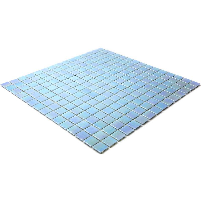Pearly Powder Blue Squares Glass Pool Tile | Tile Club