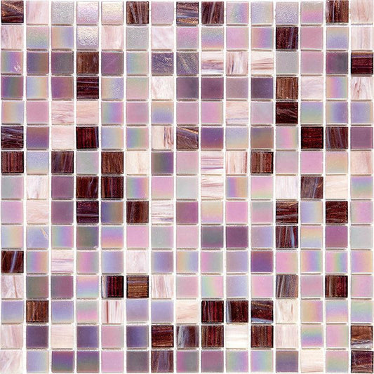 Peony Lavender Mixed Squares Glass Tile