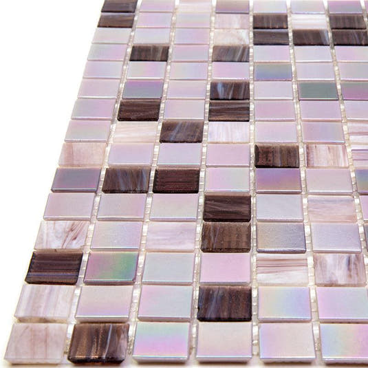Peony Lavender Mixed Squares Glass Tile | Tile Club