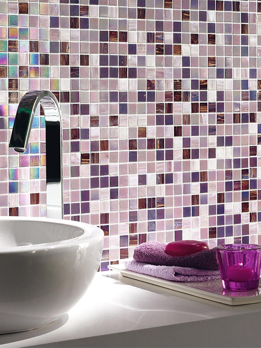 Peony Lavender Mixed Squares Glass Tile | Tile Club