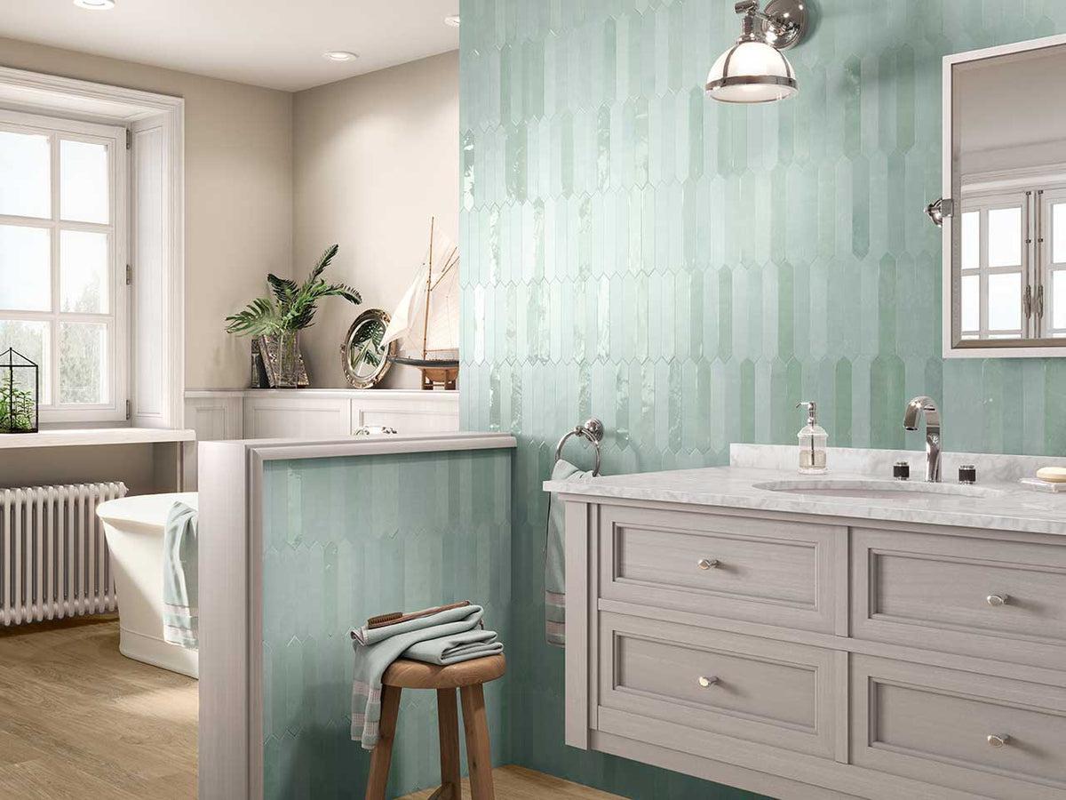 Picchetto Aqua Gloss Ceramic Picket Tile | Tile Club
