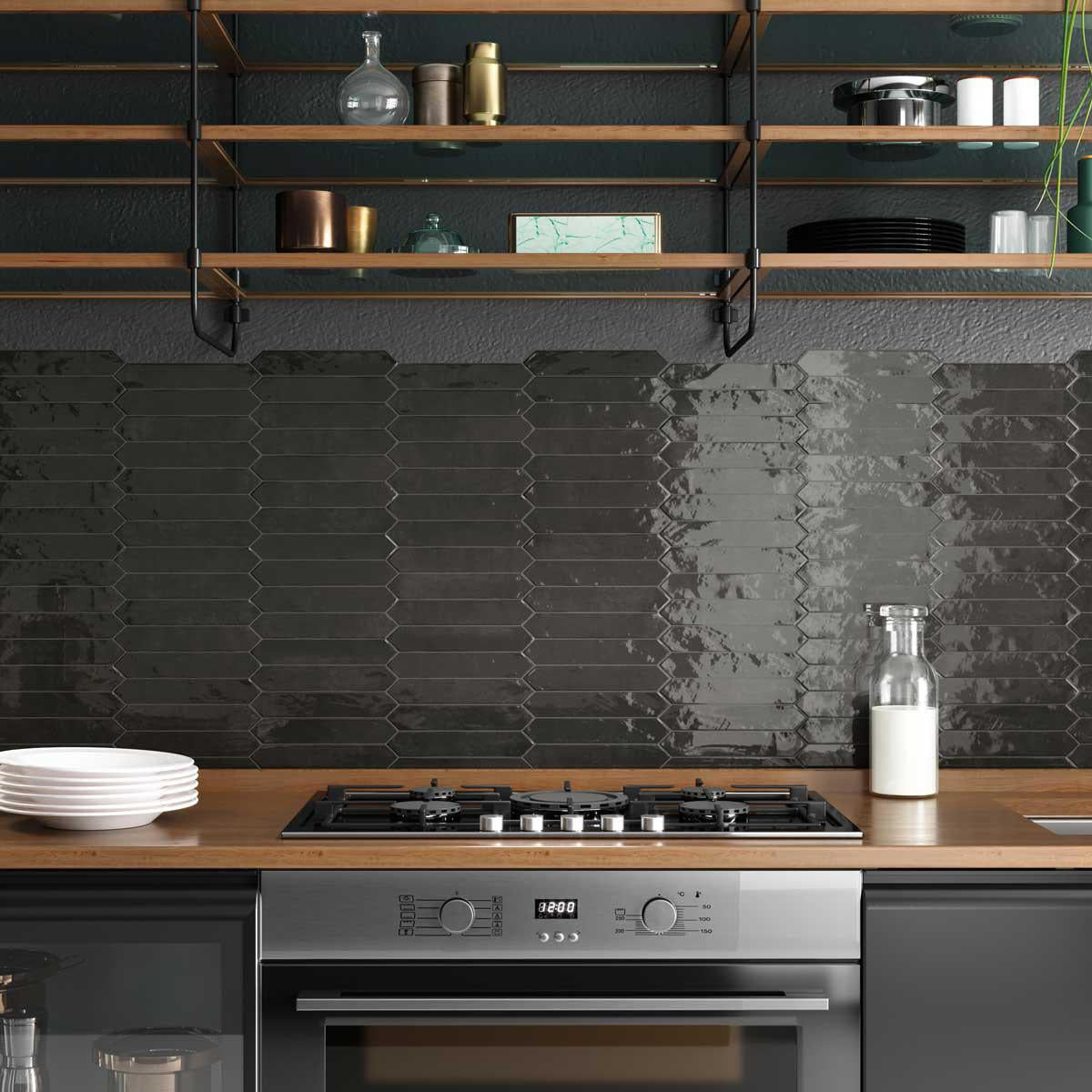 Scene Graphit Tile Picchetto Graphite Gloss | Online Tile Store with Free Shipping on ...