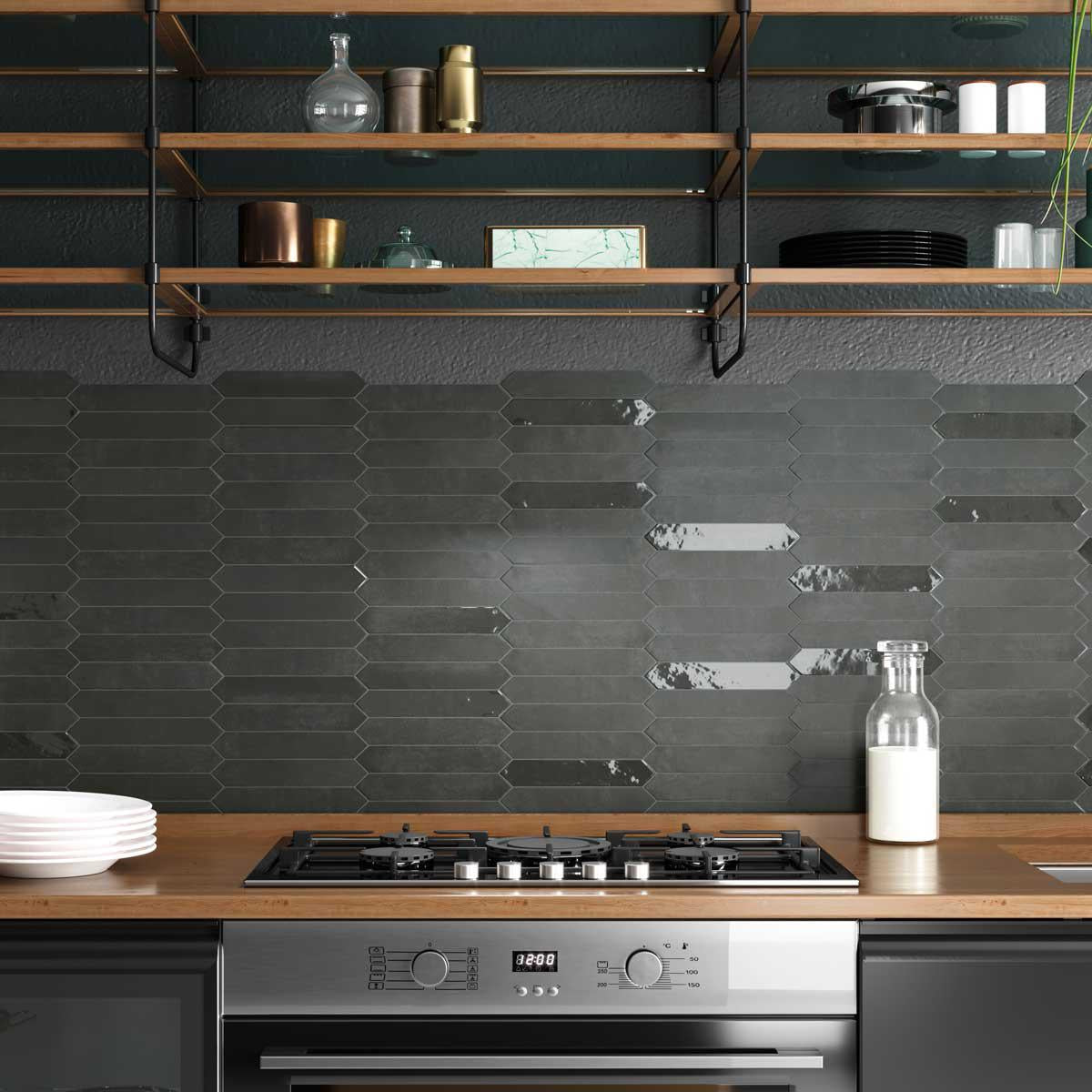 Picchetto Graphite Matte Ceramic Picket Tile | Tile Club