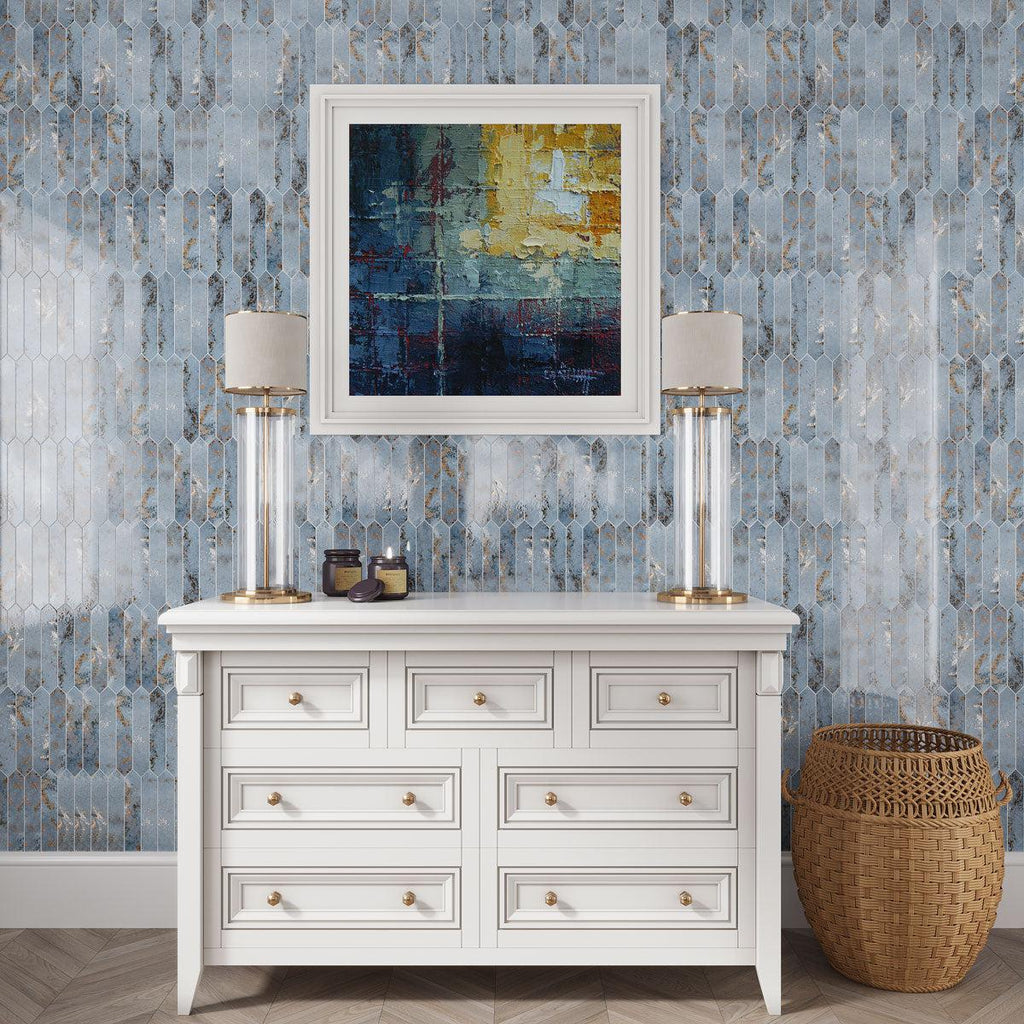 Picchetto Rustic Blue Ceramic Picket Wall Tile