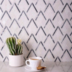  8.7" x 9.9" Pike Peak Thassos White & Bardiglio Marble Mosaic Tile