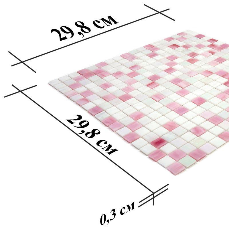 Pink & White Mixed Squares Glass Tile