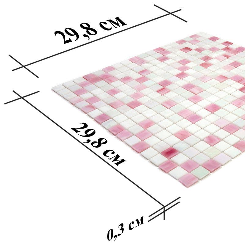 Pink & White Mixed Squares Glass Tile | Tile Club