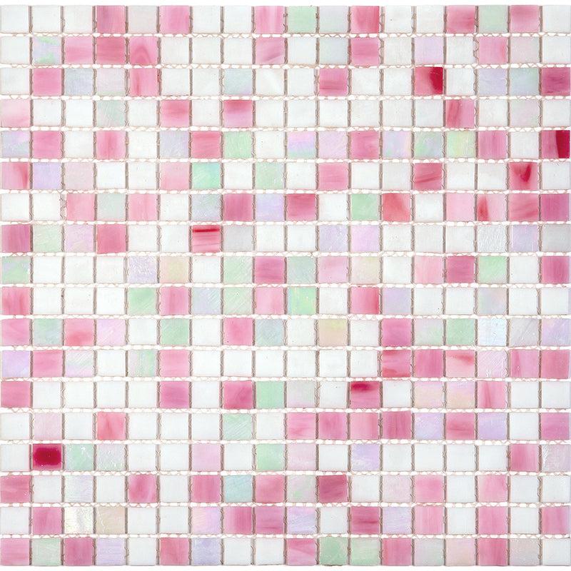 Pink & White Mixed Squares Glass Tile Sample