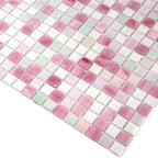 Pink & White Mixed Squares Glass Tile | Tile Club