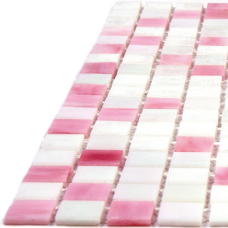 Pink & White Mixed Squares Glass Tile | Tile Club