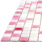 Pink & White Mixed Squares Glass Tile | Tile Club