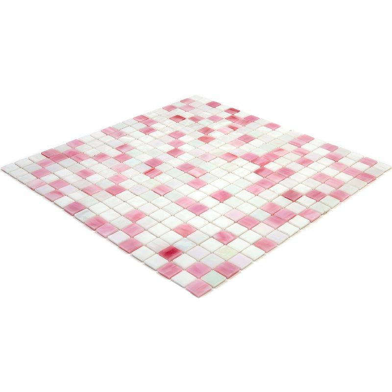 Pink & White Mixed Squares Glass Tile | Tile Club