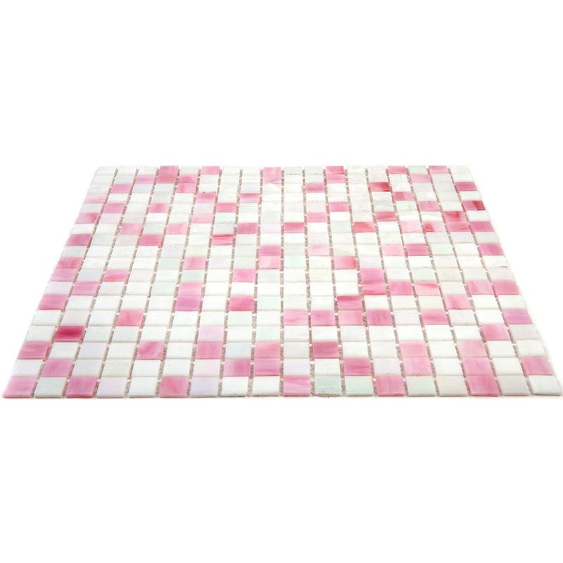 Pink & White Mixed Squares Glass Tile | Tile Club