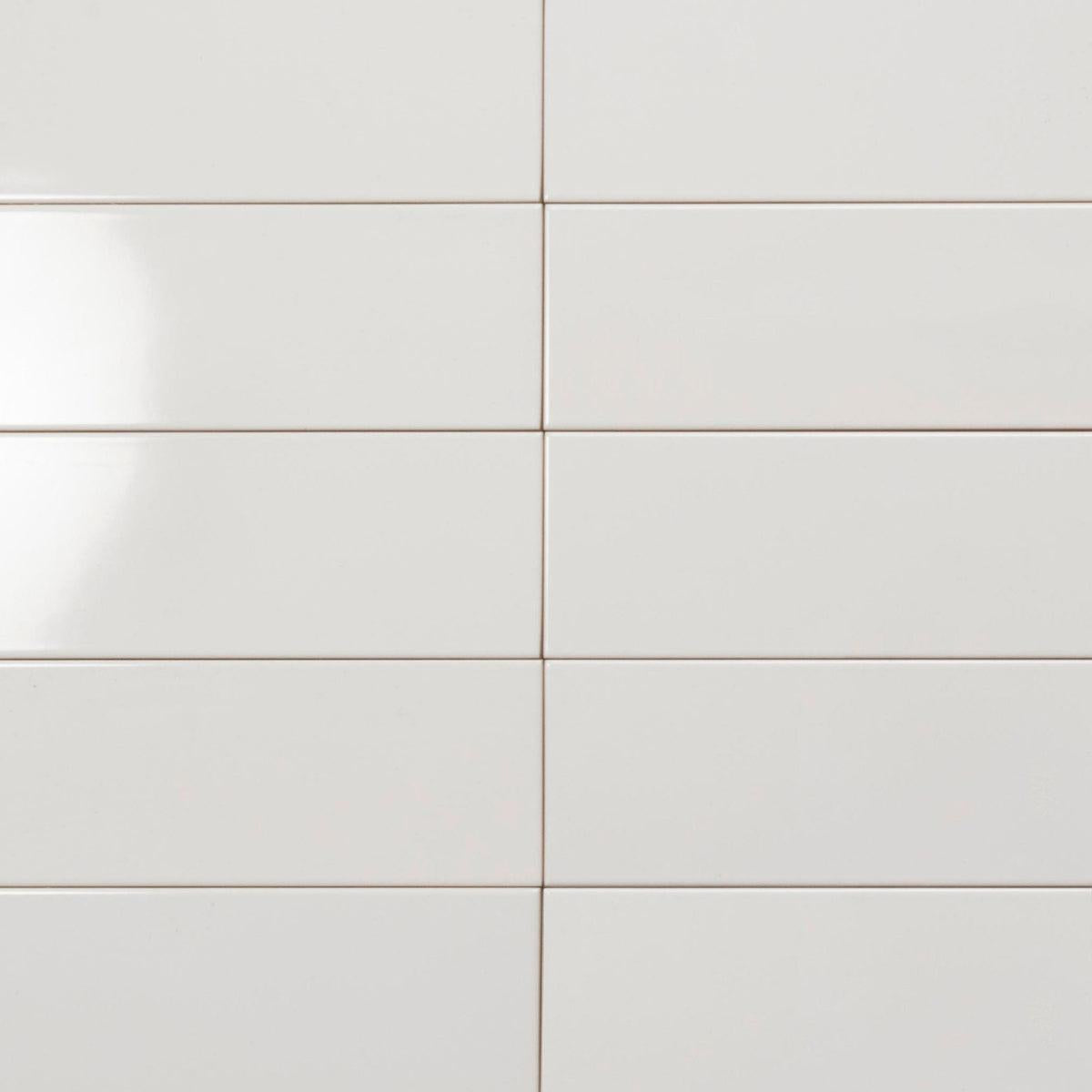 Polished White Ceramic Subway Wall Tile 4x12