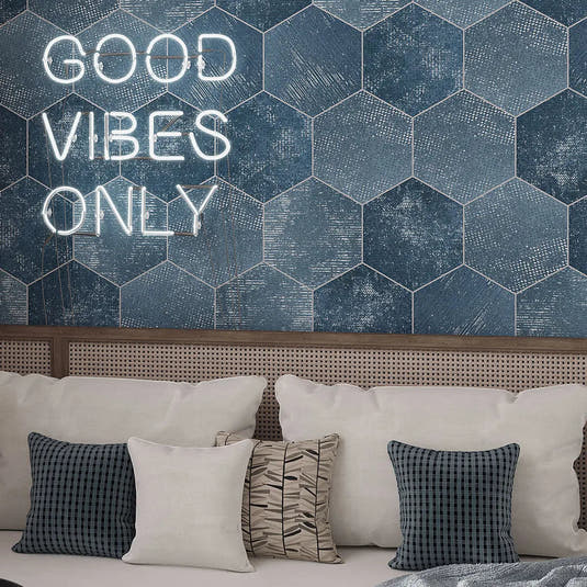 Portuguese Blue Dimension Hex Porcelain Tile | Tile Club