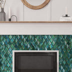 Prism Jade Beveled Diamond Cast Glass Mosaic Tile | Tile Club