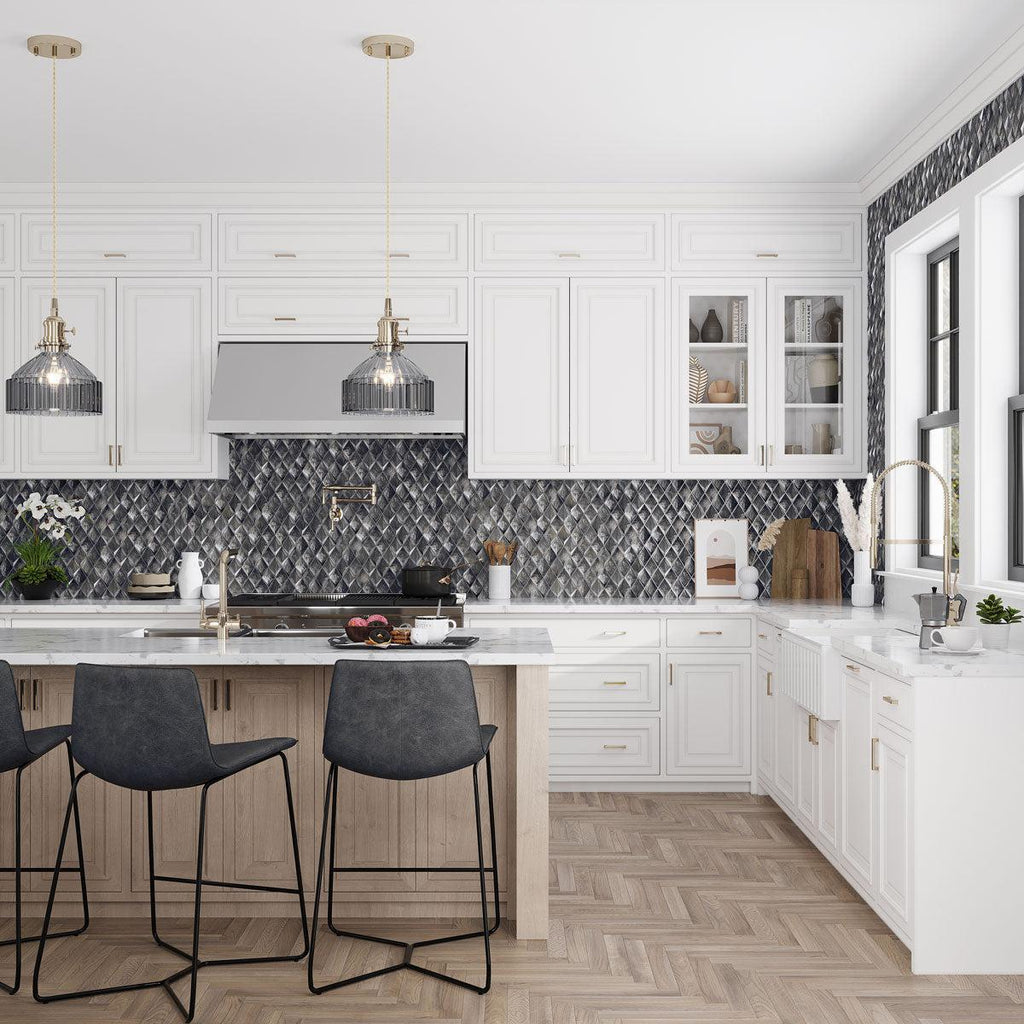 Prism Storm Beveled Diamond Cast Glass Mosaic Tile | Tile Club