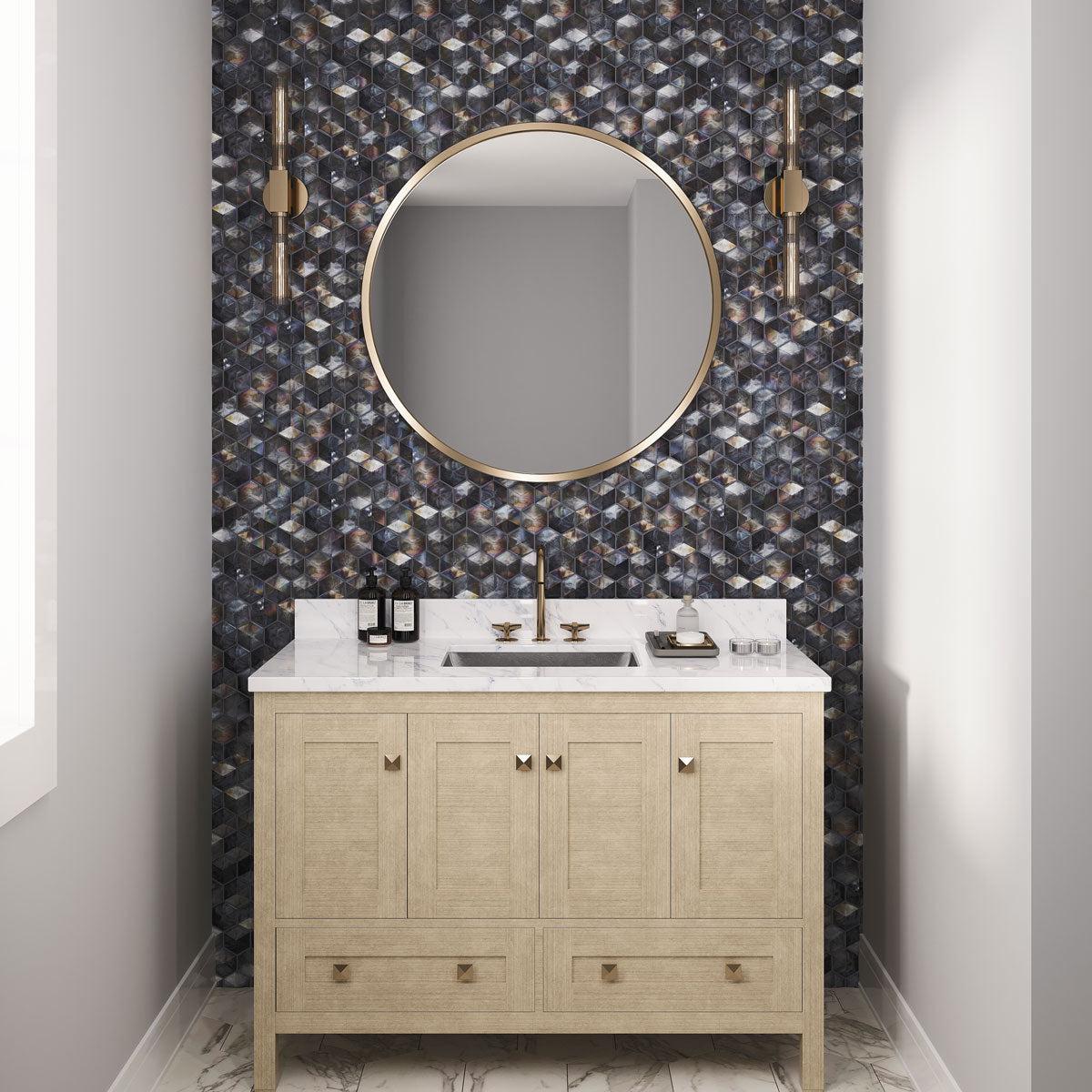 Prism Storm Beveled Hexagon Cast Glass Mosaic Tile | Tile Club