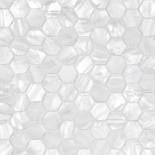 Pure White Mother of Pearl Hexagon Tiles