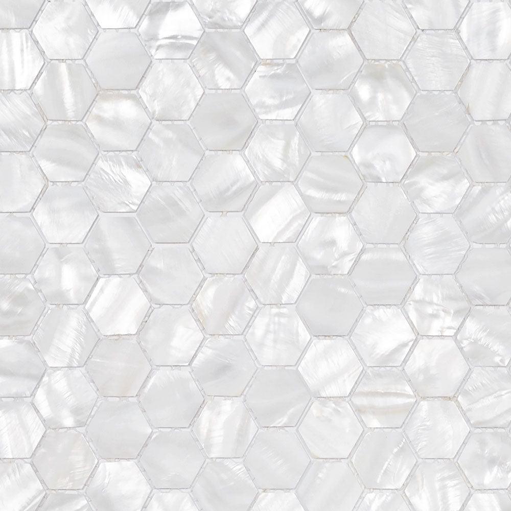 Pure White Mother of Pearl Hexagon Tiles