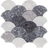 Gray and White Terrazzo Scale Mosaic Tile