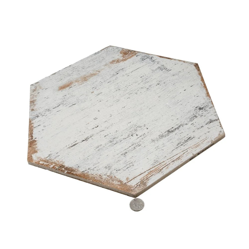 Retro Blanco Hex Whitewashed Porcelain Tile | Tile Club