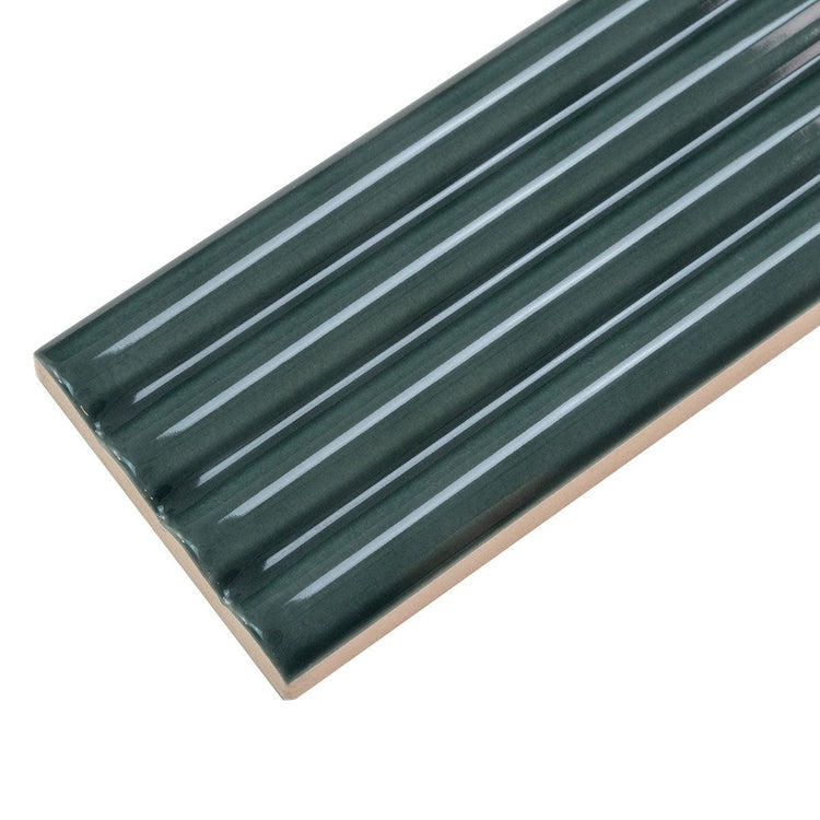 Groove Laurel Deco Gloss Ceramic Subway Tile | Tile Club