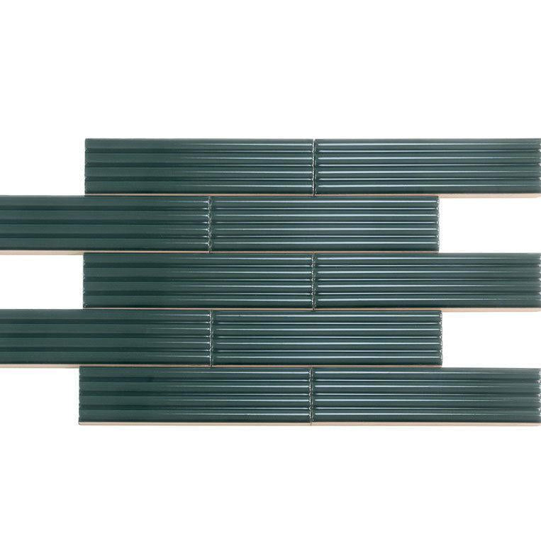 Groove Laurel Deco Gloss Ceramic Subway Tile | Tile Club