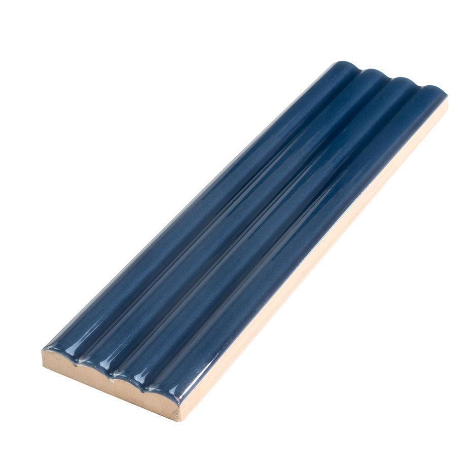 Groove Navy Deco Gloss Ceramic Subway Tile | Tile Club