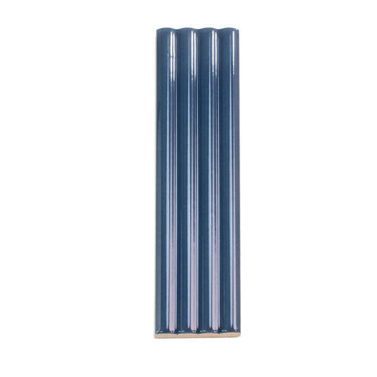 Groove Navy Deco Gloss Ceramic Subway Tile | Tile Club