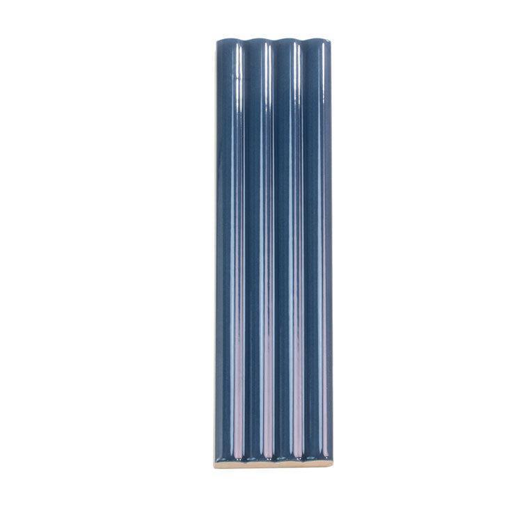 Groove Navy Deco Gloss Ceramic Subway Tile | Tile Club