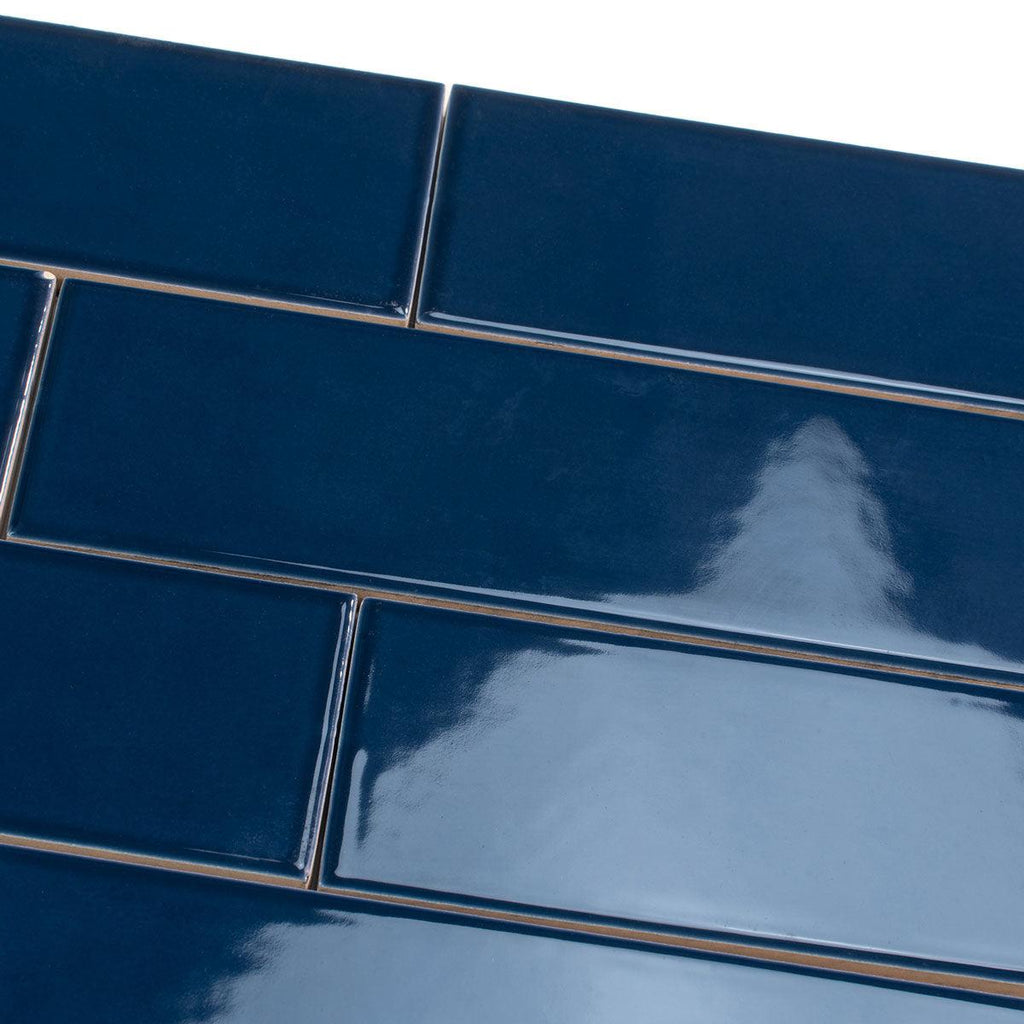 Groove Navy Gloss Ceramic Subway Tile | Tile Club