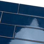 Groove Navy Gloss Ceramic Subway Tile | Tile Club