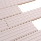 Groove Pink Deco Matte Ceramic Subway Tile | Tile Club