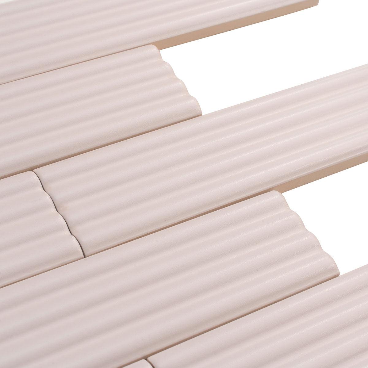 Groove Pink Deco Matte Ceramic Subway Tile | Tile Club