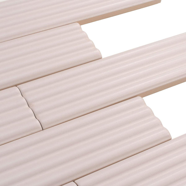 Groove Pink Deco Matte Ceramic Subway Tile | Tile Club