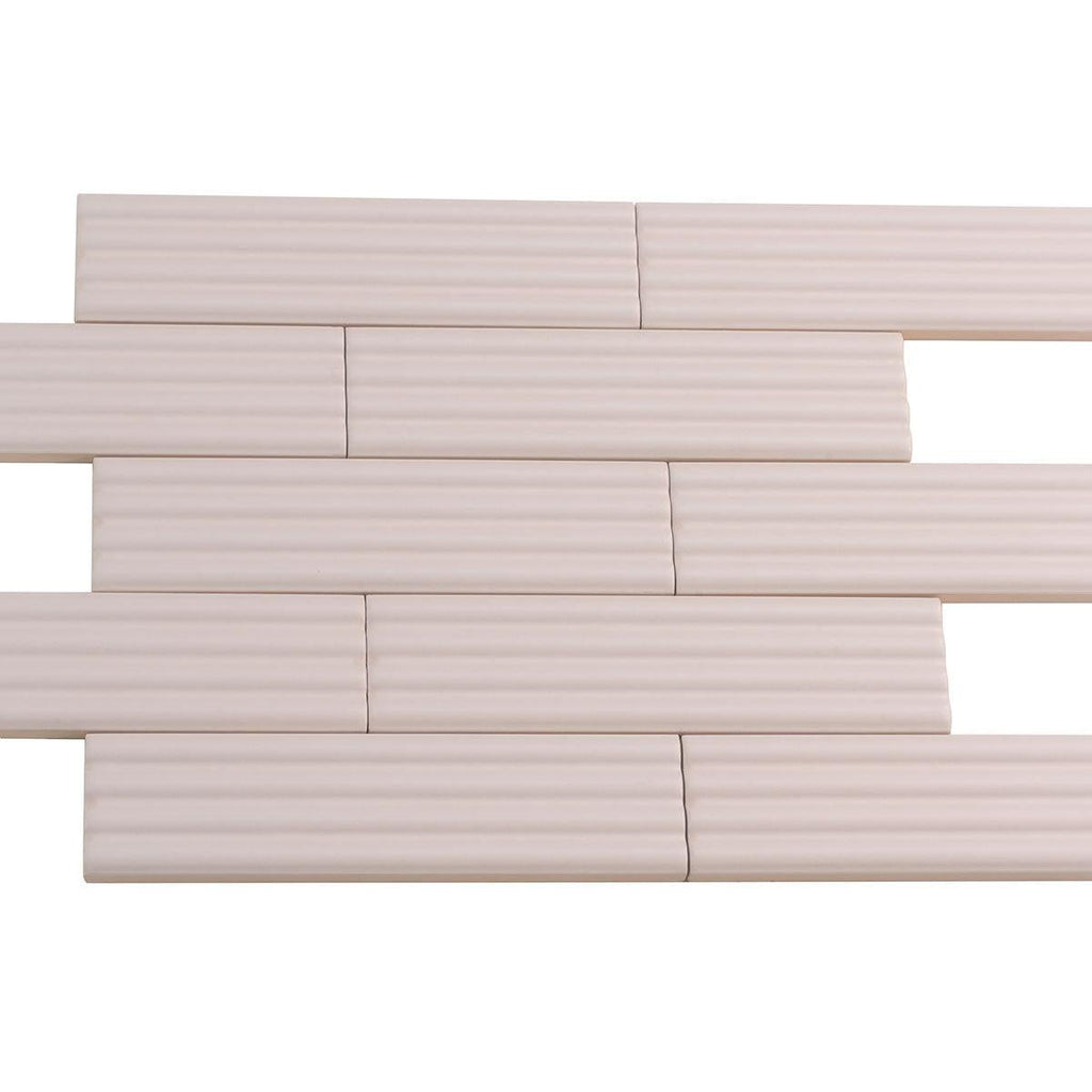 Groove Pink Deco Matte Ceramic Subway Tile | Tile Club