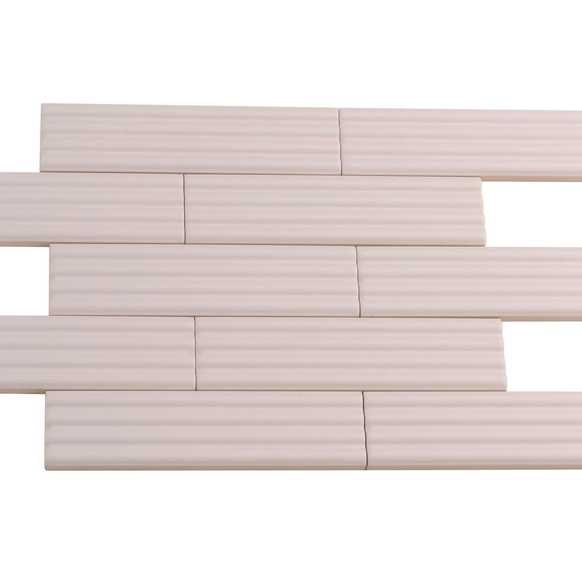 Groove Pink Deco Matte Ceramic Subway Tile | Tile Club
